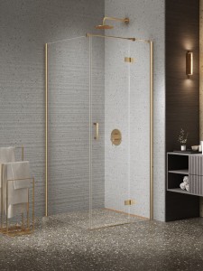 New Trendy Nesta Gold Brushed Kabina prysznicowa, pojedyncze drzwi,prawa 110x110 K-4452