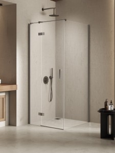 New Trendy Nesta Gunmetal Brushed Kabina prysznicowa, pojedyncze drzwi,lewa 110x110 K-4718
