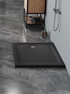 New Trendy MILD SATIN BLACK brodzik akrylowy prostokątny 120x80x4,5 cm czarny B-0677