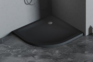 New Trendy MILD SATIN brodzik akrylowy półokrągły 90x90x4,5 cm czarny B-0664