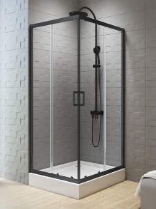 New Trendy Kabina prysznicowa New Varia Black 80x90 cm,H=200 cm, czarny mat K-5161