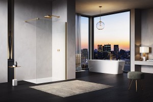 Ronal ANNEA złoto szczotkowane ścianka boczna/walk-in 120 cm ANT112001307