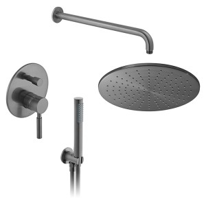 Vado Individual Zestaw prysznicowy podtynkowy z deszczownicą 30 cm Gunmetal szczotkowany IND-SS-ORI1-BGM