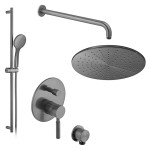 Vado Individual Zestaw prysznicowy podtynkowy z deszczownicą 30 cm Gunmetal szczotkowany IND-SS-ORI2-BGM