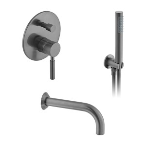 Vado Individual Zestaw wannowo-prysznicowy z wylewką naścienną Gunmetal szczotkowany IND-BS-ORI2-BGM