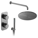 Vado Individual Zestaw prysznicowy termostatyczny podtynkowy z deszczownicą 30 cm Gunmetal szczotkowany IND-SS-TAB1-BGM