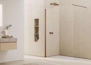 Ronal EASY 2.0 D40 WALK-IN - Ścianka 110 cm wolnostojąca z profilem przyściennym miedź szczotkowana