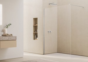 Ronal EASY 2.0 D40 WALK-IN - Ścianka 140 cm wolnostojąca z profilem przyściennym Nikiel szczotkowany