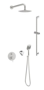 Excellent PI zestaw prysznicowo-wannowy podtynkowy podtynkowy z deszczownicą 25 cm, 2 funkcyjny, nikiel szczotkowany AREX.SET.1245NBAD