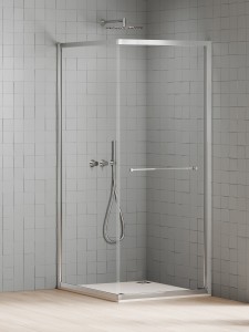 New Trendy New Varia Chrom kabina kwadratowa 80x90 drzwi przesuwane na ściankę K-5185