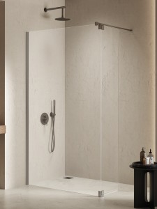New Trendy NESTA GUNMETAL BRUSHED ścianka Walk-in U 8 mm 110 cm+dodatkowe skrzydło wahadłowe 30 cm K-5887