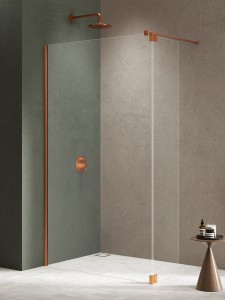 New Trendy NESTA COPPER BRUSHED ścianka Walk-in U 8 mm 70 cm+dodatkowe skrzydło wahadłowe 40 cm K-5875