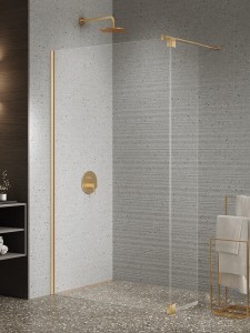 New Trendy NESTA GOLD BRUSHED ścianka Walk-in U 8 mm 140 cm+dodatkowe skrzydło wahadłowe 40 cm K-5866