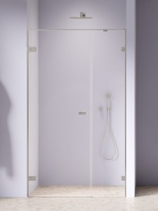 New Trendy OXIA NICKEL BRUSHED Drzwi wnękowe 150 cm lewe ze ścianką stałą w linii AXJ-1109