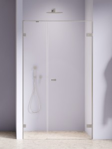 New Trendy OXIA NICKEL BRUSHED Drzwi wnękowe 110 cm prawe ze ścianką stałą w linii AXJ-1102