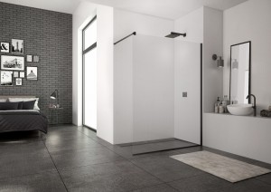 SANSWISS Ronal BLACK-LINE EASY ścianka Walk-in 130 cm STR4P1300607 CZARNY MAT
