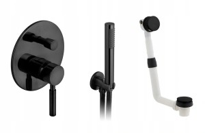 Vado Individual Origins zestaw wannowy z syfonem z napełnianiem czarny szczotkowany IND-BS-ORI1-BLK