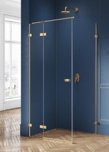 New Trendy AVEXA GOLD Kabina prysznicowa LEWA 110x100 cm złoto szczotkowane EXK-1872