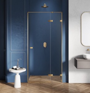 New Trendy AVEXA GOLD drzwi prysznicowe PRAWE 140 cm złoto szczotkowane EXK-1727