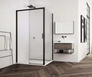 Sanswiss Ronal TOP-LINE S BLACK-LINE kabina 100x80 cm lewa TLS2G1000607+TOPF20800607