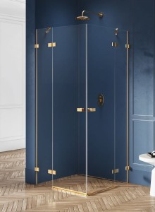 New Trendy AVEXA GOLD Kabina prysznicowa 100x100 cm złoto szczotkowane EXK-1786