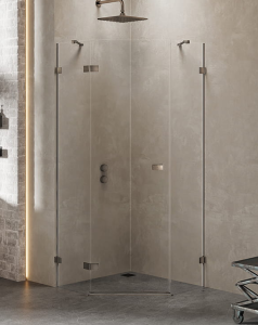 New Trendy AVEXA GUNMETAL BRUSHED Kabina prysznicowa 5-kąt lewa 90x90 cm EXK-3831