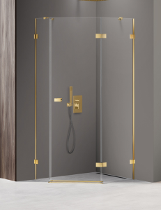 New Trendy AVEXA GOLD SHINE Kabina prysznicowa 5-kąt asymetryczna prawa 100x80 cm EXK-3850