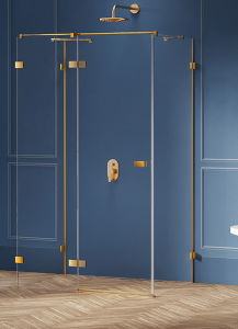 New Trendy AVEXA GOLD BRUSHED Kabina prysznicowa przyścienna LEWA złoto szczotkowane 100x100 cm EXK-3085