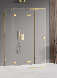 New Trendy AVEXA GOLD SHINE Kabina prysznicowa przyścienna LEWA złoto 90x90 cm EXK-2102