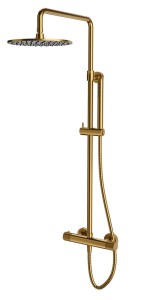 OMNIRES CONTOUR ZŁOTY SZCZOTKOWANY termostatyczny system prysznicowy natynkowy CT8044GLB