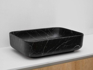 RIHO Umywalka Livit Marmic prostokątna 50x39 cm Czarna matowa W031003M01