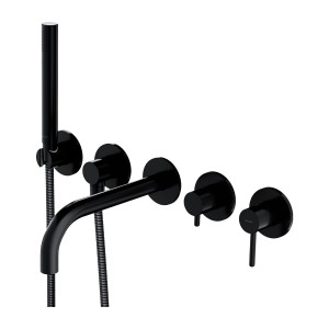 OMNIRES Y bateria wannowa 5-otworowa podtynkowa z długą wylewką czarny półmat Y1237-1BL