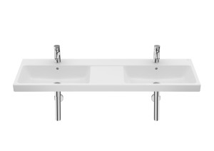 Roca GAP Umywalka ścienna podwójna z 2 otworami na baterię, z przelewem 140x46 cm A3270MU000