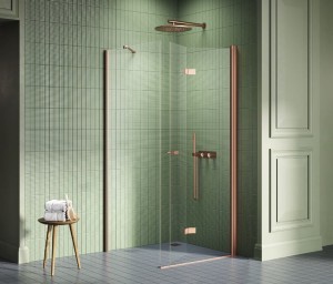 New Trendy NEW SOLEO COPPER BRUSHED kabina drzwi składane prawe 90x90 cm K-2065
