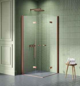 New Trendy NEW SOLEO COPPER BRUSHED kabina drzwi składane 90x90 cm K-2085