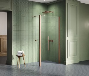 New Trendy NEW SOLEO COPPER BRUSHED WALK-IN ścianka prysznicowa 110 cm z elementem ruchomym 54 cm K-2122