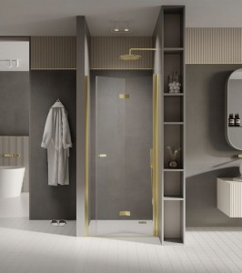 New Trendy NEW SOLEO LIGHT GOLD drzwi prysznicowe 100 cm prawe składane D-0467A