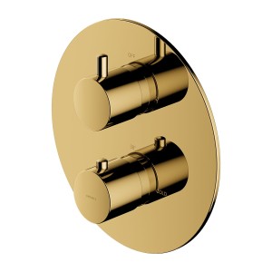 OMNIRES Y termostatyczna bateria prysznicowo-wannowa podtynkowa, element natynkowy złoty Y1236ROGL