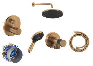 Duravit Wave Termostatyczny zestaw prysznicowy podtynkowy Brąz szczotkowany 