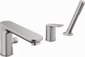 Duravit Wave bateria wannowa 3 otworowa Stal szczotkowana WA5260000070