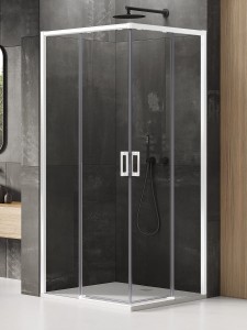 New Trendy Kabina prysznicowa Prime White, drzwi podwójne 90x90 cm D-0398A/D-0399A