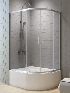 New Trendy Kabina prysznicowa New Varia 100x80 cm, półokrągła, asymetryczna K-5472