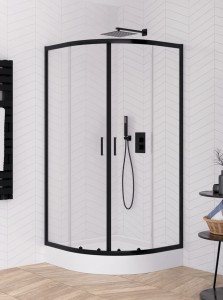 New Trendy SUVIA Black kabina półokrągła 90x90 cm czarny mat K-3563