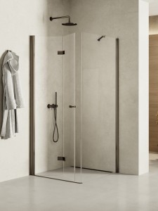 New Trendy NEW SOLEO Gunmetal Brushed kabina drzwi składane lewe 80x100 cm K-2202