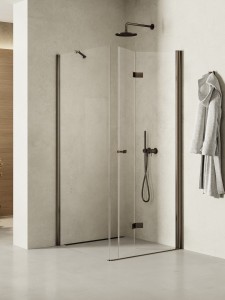 New Trendy NEW SOLEO Gunmetal Brushed kabina drzwi składane prawe 90x110 cm K-2233