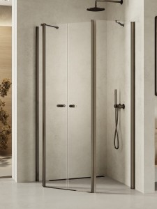 New Trendy NEW SOLEO GUNMETAL BRUSHED kabina pięciokątna drzwi otwierane 100x80 cm K-1713