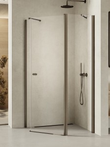 New Trendy NEW SOLEO GUNMETAL BRUSHED kabina pięciokątna drzwi otwierane 100x80 cm K-1710