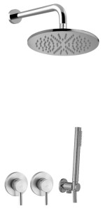 PAFFONI LIGHT ZESTAW PODTYNKOWY Z DESZCZOWNICĄ 225 mm STAL SZCZOTKOWANA LIG010ST70ZSC3A