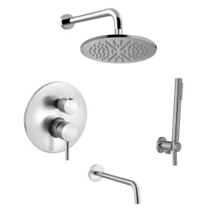 PAFFONI LIGHT ZESTAW WANNOWY PODTYNKOWY Z DESZCZOWNICĄ 225 mm STAL SZCZOTKOWANA LI019ZSCW3A.ST