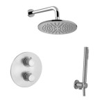 PAFFONI LIGHT ZESTAW PODTYNKOWY TERMOSTAT Z DESZCZOWNICĄ 225 mm STAL SZCZOTKOWANA LIQ018ZSC3A.ST